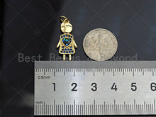 Load image into Gallery viewer, Girl With Pink Heart Pendant/Charm, Abalone Mother-of-pearl, SKU#LK66