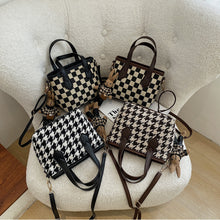 Load image into Gallery viewer, Women's Houndstooth Shoulder Bag | Checkered Wool Crossbody Handbag &amp; Messenger Tote