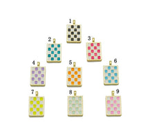Load image into Gallery viewer, Enamel Checkboard Rectangle Pendant, Sku#F1517