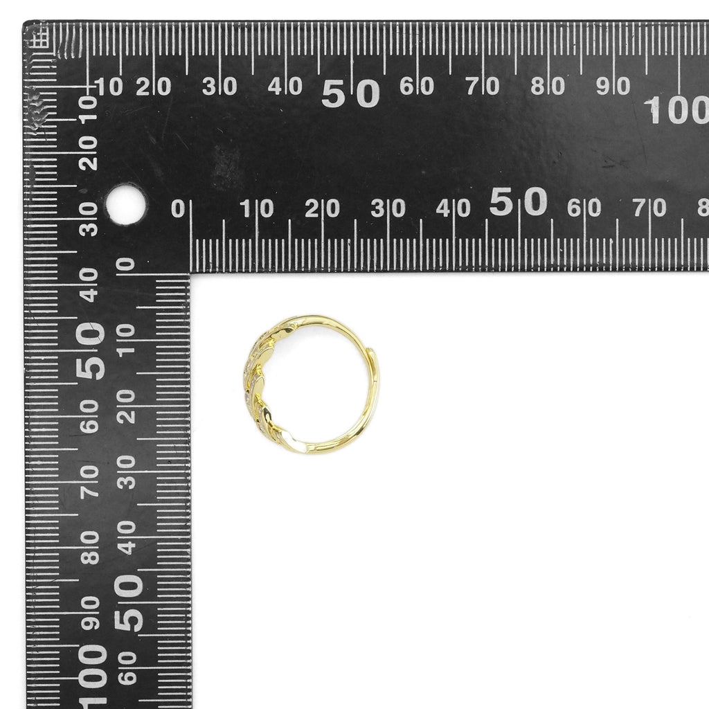 Gold Silver Baguette CZ Gold Link Adjustable Ring, Sku#A145