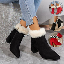 Load image into Gallery viewer, Women's Plaid Suede Ankle Boots | Square Heel Side Zipper Winter Boots