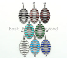 Load image into Gallery viewer, NEW Enamel Colorful Large Oval Shape Pendant,CZ Micro Pave Oil Drop pendant,Enamel pendant,Enamel Jewelry,34x37mm,sku#F577