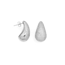 Load image into Gallery viewer, Clear CZ Silver drop Shape Earrings, Sku#A386