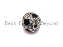 Load image into Gallery viewer, 10mm/12mm CZ Micro Pave Round Soccer ball Spacer Beads, CZ Pave ball beads,Gold/Silver Color, Men's Jewelry Findings, sku#N52