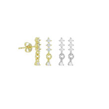 Load image into Gallery viewer, Dainty four Dots Round Triangle CZ Earrings, Sku#A361
