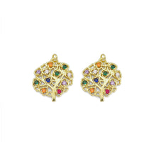 Load image into Gallery viewer, Gold Colorful CZ Heart Tree Charm, Sku#LD423
