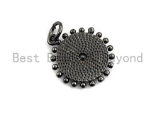 Load image into Gallery viewer, CZ Micro Pave 14x17mm Enamel Evil Eye on Round Disc Pendant, Round Pendant Rose Gold/Black/Gold/Silver, sku#Z399
