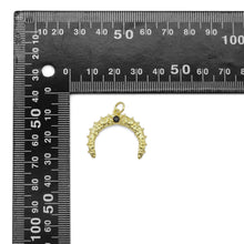Load image into Gallery viewer, Black CZ Gold Cresent Moon Horn Charm, Sku#LX336