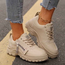 Load image into Gallery viewer, Women's Lace-Up Sneakers with Side Zipper | Thick Sole Round Toe Casual Sports Shoes