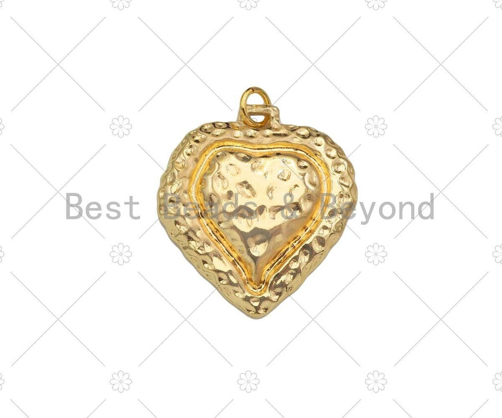 Embossed Heart Shape Pendant/Charm,14K Gold Filled Heart Charm, Necklace Bracelet Charm Pendant,24x26mm,Sku#ZX32