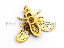 Load image into Gallery viewer, BEE Inspired Charm, CZ Micro Pave Multi Color Insect Pendant, Cubic Zirconia Pendant,Gold/Rose Gold/Silver/Black,21x29x5mm,SKU#F454