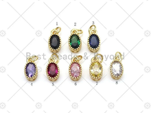 Load image into Gallery viewer, Colorful Big CZ Micro Pave Oval Shape Pendant,18K Gold Filled Oval Charm, Necklace Bracelet Charm, Sku#LK522