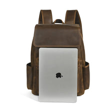 Load image into Gallery viewer, Genuine Leather Commuter Backpack for Men – Flip-Top Multi-Pocket Urban Business Bag
