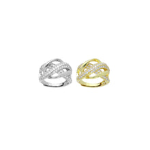 Load image into Gallery viewer, CZ Twisted Criss Cross Oval Adjustable Ring, Sku#A323