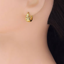 Load image into Gallery viewer, Gold Silver Diamond oval Cage Huggie Earrings, Sku#A233
