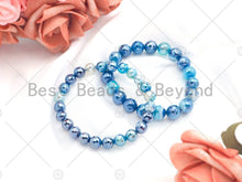 Load image into Gallery viewer, Mystic Blue Banded Agate Stretchy Bracelet,SKU#U1101