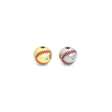 Load image into Gallery viewer, Gold Silver Baseball Spacer beads, Sku#LX817