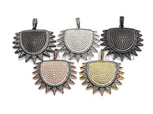Load image into Gallery viewer, CZ Clear/Black Micro Pave Sun Charm Pendant, CZ Pave Pendant, Gold/Rose Gold/Silver/Gunmetal plated, 33x36mm,Sku#F771