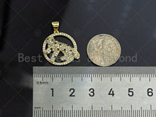 Load image into Gallery viewer, CZ Micro Pave Gold Leopard On Round Ring Shape Pendant, Jaguar Animal Charm, Panther Pave Pendant, Gold plated,18mm, Sku#LK82