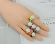 Load image into Gallery viewer, Gold Enamel Round Adjustable Ring, Sku#X327