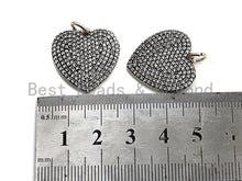 Load image into Gallery viewer, CZ Micro Pave Heart Shape Pendant, Antique Silver Tone, Cubic Zirconia Pave Heart Charm Pendant, 22mm,sku#F1024