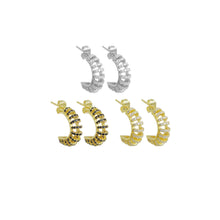 Load image into Gallery viewer, Black Clear CZ Swirl Huggie Earrings, Sku#A191