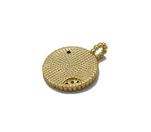 Load image into Gallery viewer, CZ Gold Sun with Fuchsia CZ Medallion Coin Charm, Sku#LK757