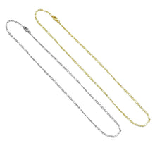 Load image into Gallery viewer, Flate Gold Figaro Chain Adjustable Necklace, Sku#LD593/JD04