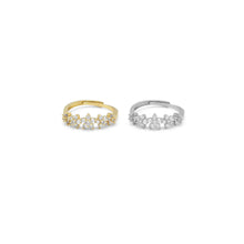 Load image into Gallery viewer, Gold Silver Flower CZ Adjustable Ring, Sku#B375