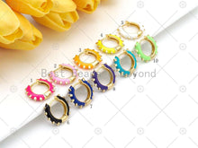 Load image into Gallery viewer, Enamel Spike Huggie Earring, 4x23mm,Sku#J324