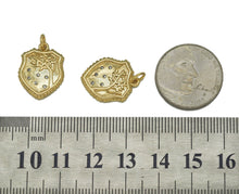 Load image into Gallery viewer, CZ Gold Tree On Shield Charm, Sku#F1479C