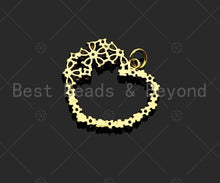 Load image into Gallery viewer, Gold Filled Colorful CZ Micro Pave Flower On Heart Shape Pendant, 18K Gold Filled Heart Charm, Necklace Bracelet Pendant,24x21mm,Sku#LK327