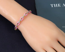 Load image into Gallery viewer, CZ Enamel Oval Link Bangle Bracelet, Sku#X316