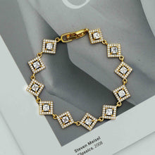 Load image into Gallery viewer, CZ Gold Silver Rhombus Diamond Shape Bezel Setting Bracelet, Sku#B218