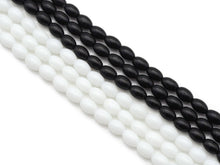 Load image into Gallery viewer, Black White Rice Shape Opaque Crystal Beads, U1443