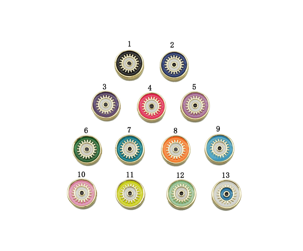 Enamel Evil Eye Spacer Beads, Two Sided Beads, Sku#G429