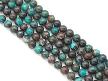 Load image into Gallery viewer, Genuine High Quality Blue Brown Chryscolla Round Smooth Bead