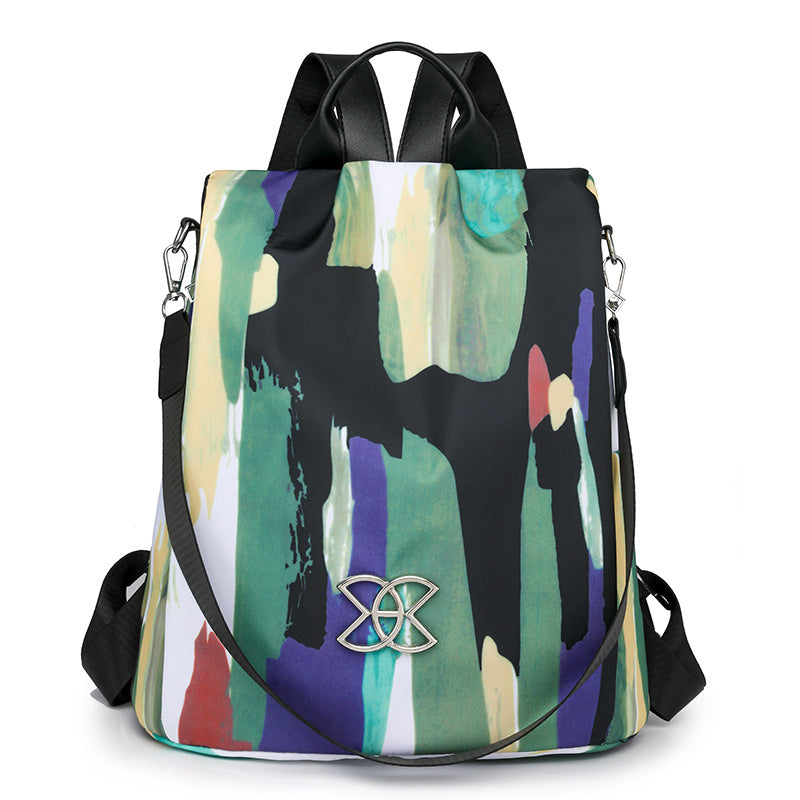 Women's Stylish Lightweight Nylon Backpack - Multi-Pocket Travel Daypack