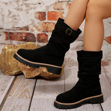 Load image into Gallery viewer, Women's Retro Mid-Calf Riding Boots | Platform Square Heel Slip-On