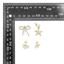 Load image into Gallery viewer, White Pearl Gold Bowknot Star Fish Stud Earring,Sku#LD747