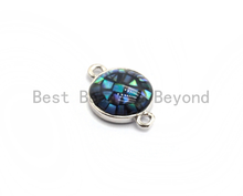 Load image into Gallery viewer, 100% Natural Abalone Round Connector with Gold/Silver Plated Edging, Abalone Connector for Earring Bracelets Necklace, 10x15mm,SKU#Z282