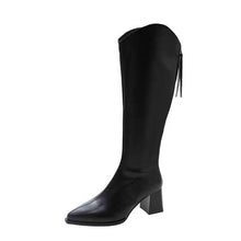 Load image into Gallery viewer, Women's Chunky Heel Pointed Toe Mid-Calf Boots - Fashion Winter Boots with Back Zipper