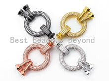 Load image into Gallery viewer, CZ Micro Pave Donut Clasp Buckle Interlock, CZ Micro Pave Interlocking Clasp Fastener, Leather Jewelry supplies, 48x29mm, sku#L157