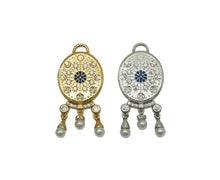 Load image into Gallery viewer, CZ Evil Eye Oval Pendant Charm, Sku#B173