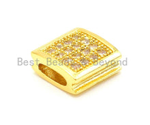 Load image into Gallery viewer, CZ Flat Square Beads Clear Micro Pave Beads, Cubic Zirconia Spacer Beads, 9x9x4mm, sku#G122