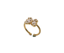 Load image into Gallery viewer, White Enamel Butterfly Adjustable Ring, JD23