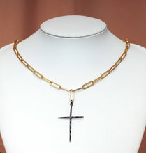 Load image into Gallery viewer, Medium Paperclip Chain Thin Cross Necklace, sku#CL09
