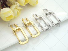 Load image into Gallery viewer, Rectangle Link Huggie Earring, Sku#O11
