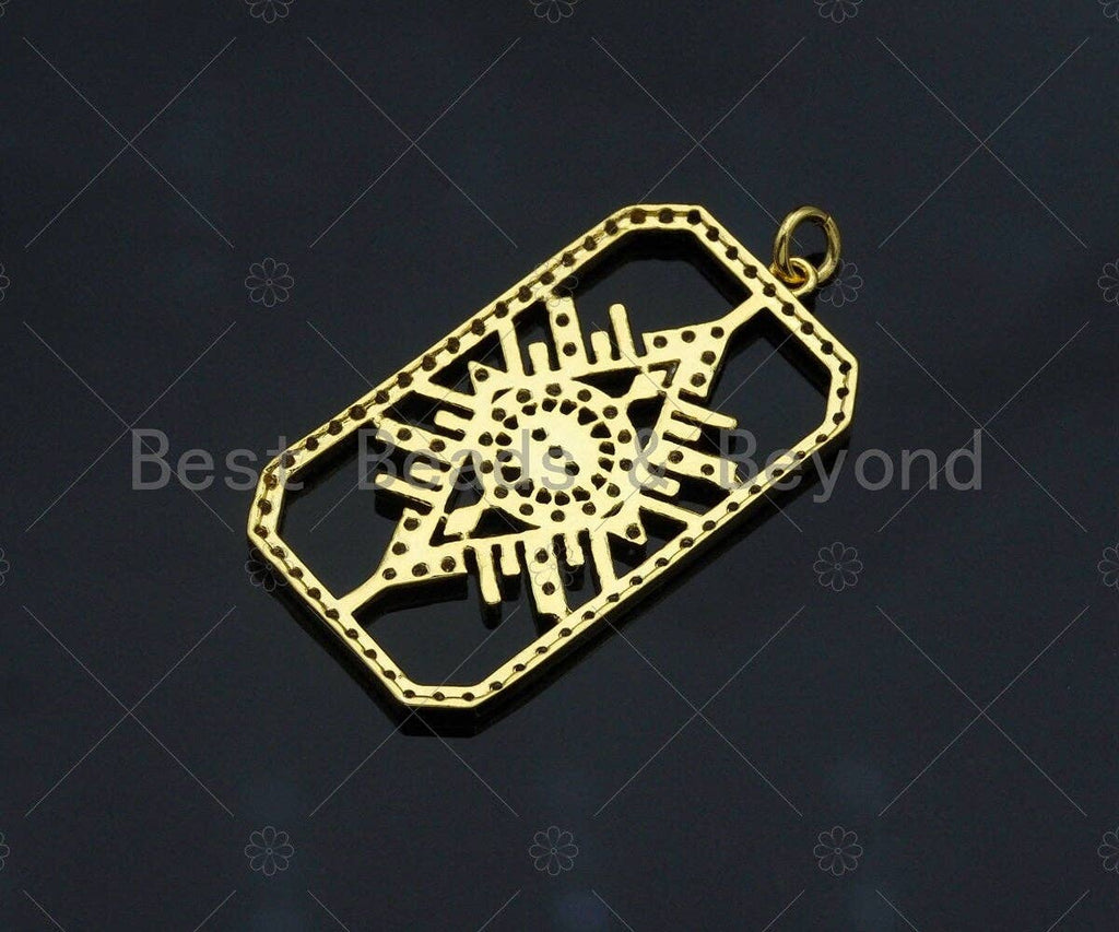 CZ Micro Pave Evil Eye On Rectangle Shape Pendant/Charm,Cubic Zirconia Charm, Necklace Bracelet Charm Pendant,20x37mm, Sku#L517