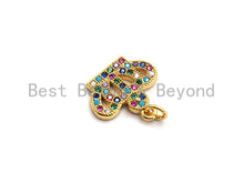 Load image into Gallery viewer, CZ Colorful Micro Pave Crown Pendant, Crown Shaped Pave Pendant, Gold plated, 15x13mm, Sku#F752